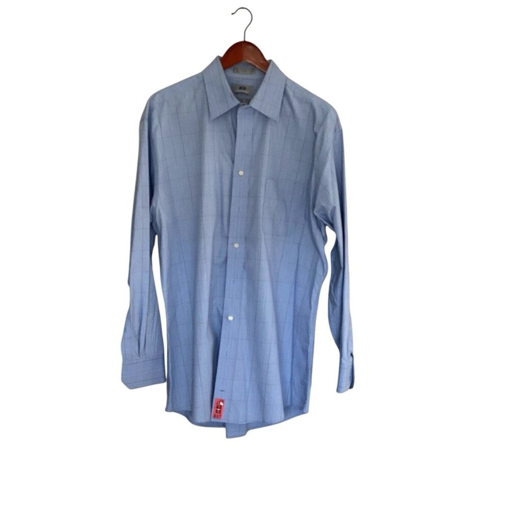 Stafford Blue Striped Long Sleeve Shirt Button Down Men's 17 34-35 Athletic Fit